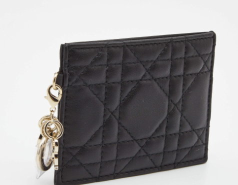 Dior Black Cannage Leather Lady Dior Card Holder